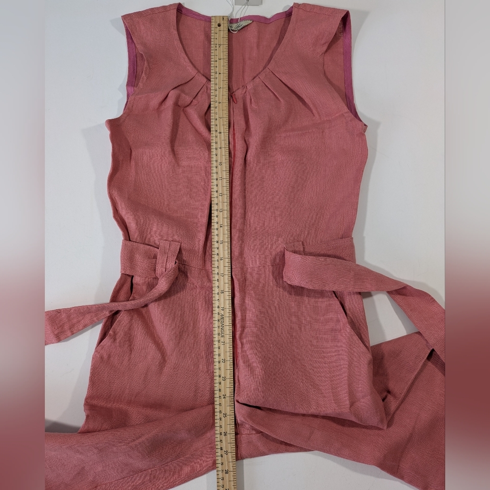 NWT Oda Lux 100% Linen Sleeveless Belted Jumpsuit Dusty Rose 36 - Picture 7 of 15